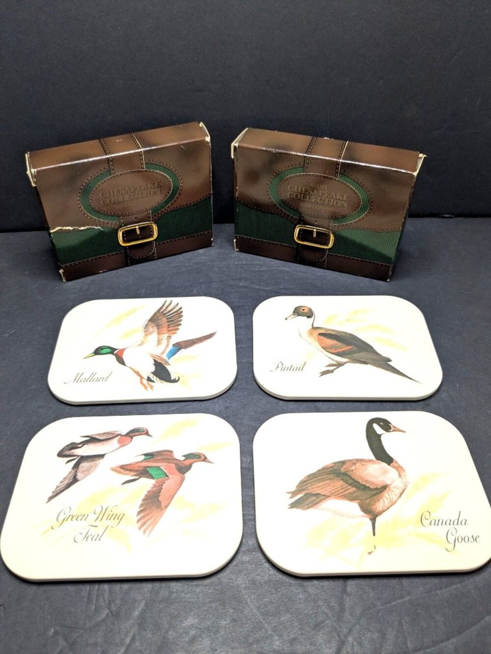 Vtg. AVON Chesapeake Mallard Ducks Drink Coasters Set Of 8 Original Boxes 1981